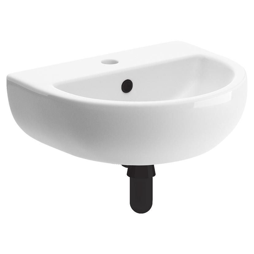 Varese 450mm (W) x 400mm (H) 1 Tap Hole Cloakroom Basin & Black Bottle Trap